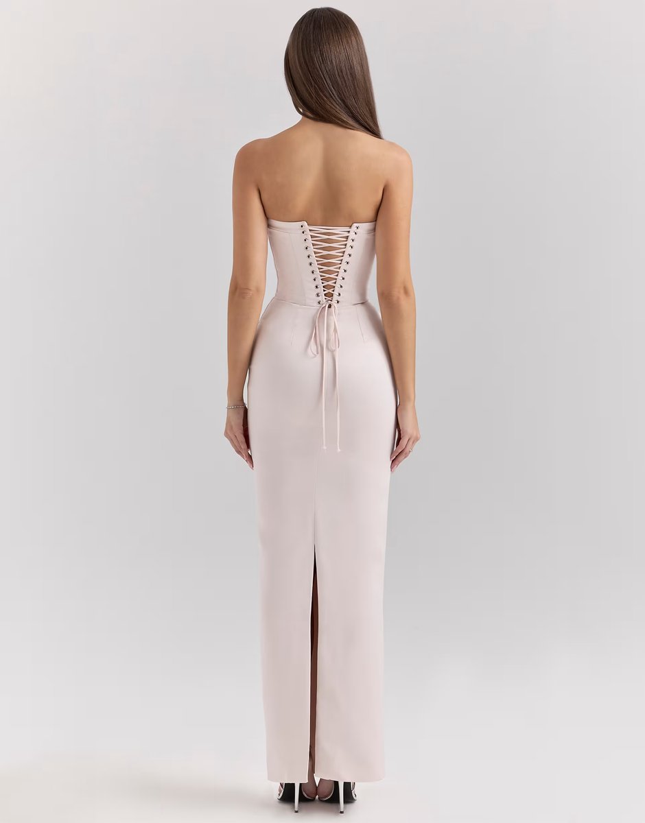 ASOS House of CB Valeria midi dress in blush - 3