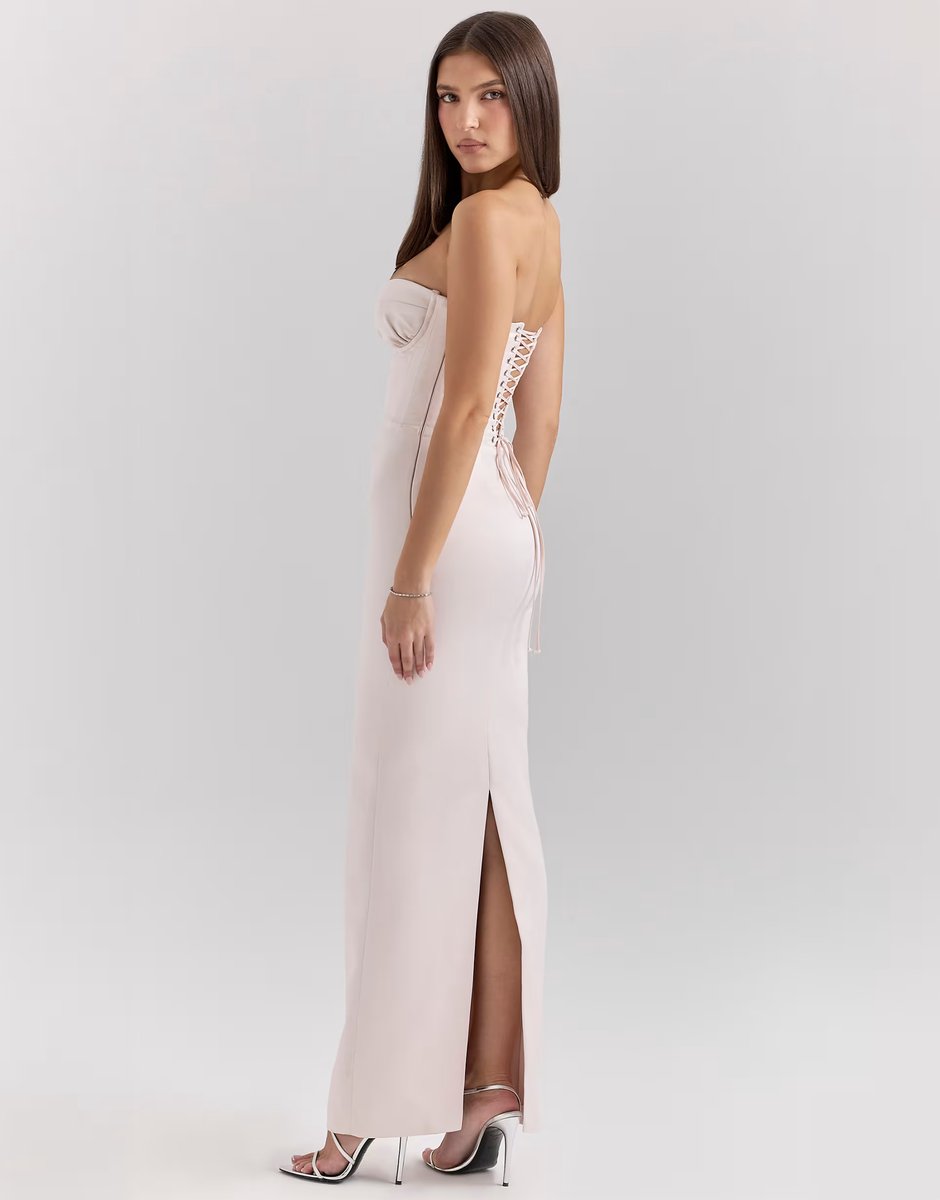 ASOS House of CB Valeria midi dress in blush - 4