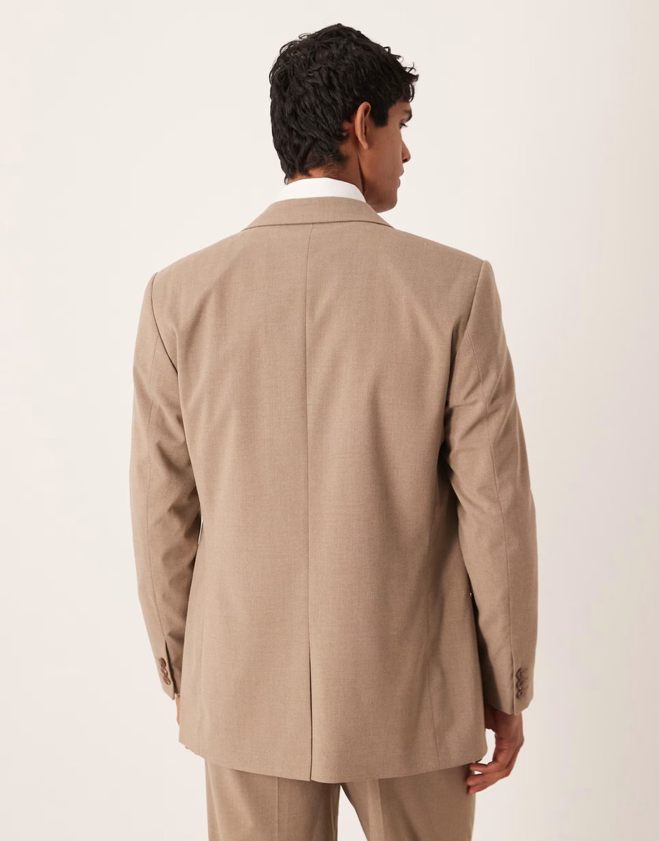 ASOS ASOS DESIGN longline regular suit jacket in beige - 3