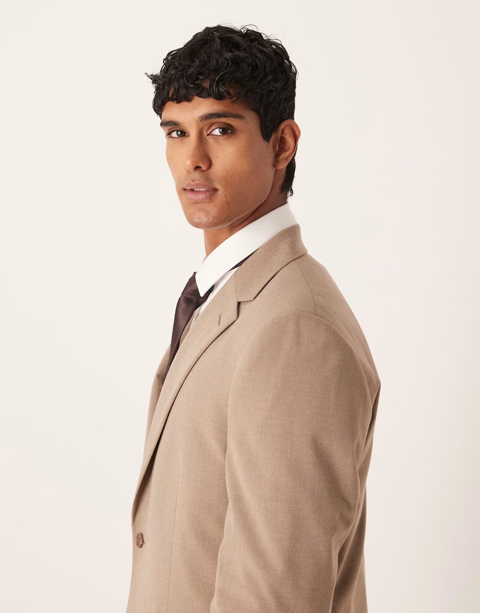 ASOS ASOS DESIGN longline regular suit jacket in beige - 4