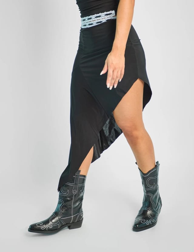 Public Desire Lace Trim Midi Skirt Co-ord Black - 2