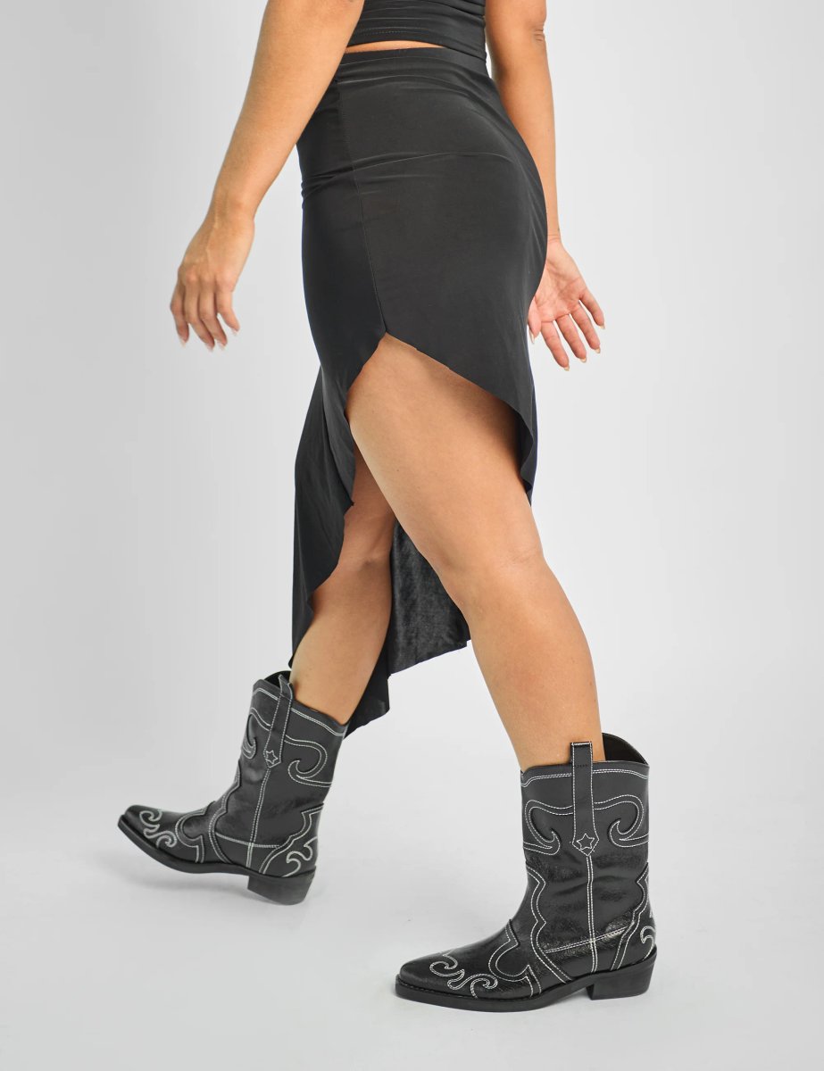 Public Desire Lace Trim Midi Skirt Co-ord Black - 3