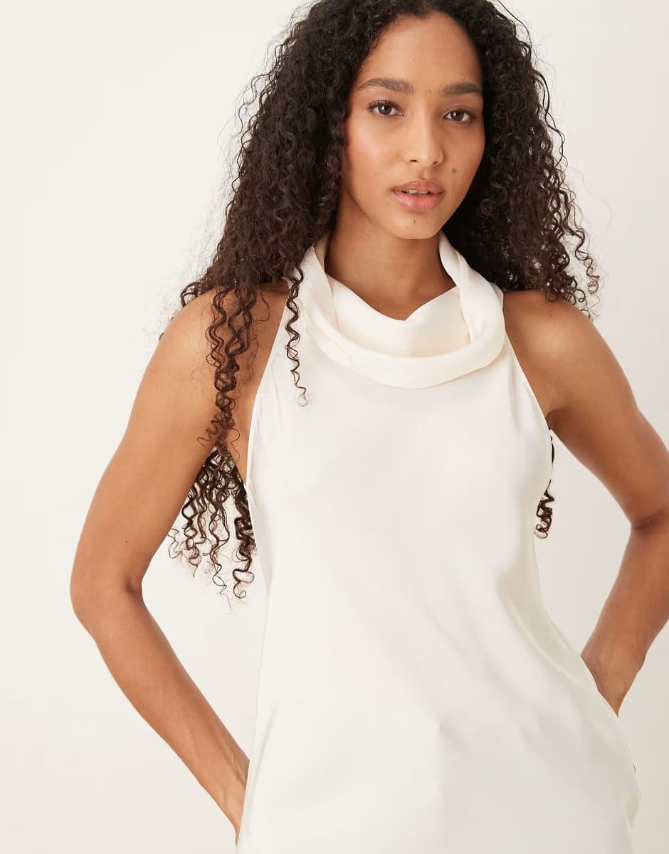 ASOS Mango High Neck Sleeveless Blouse in White