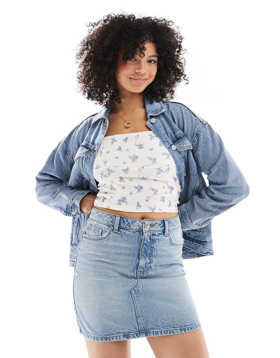 ASOS New Look denim mini skirt in blue - 2