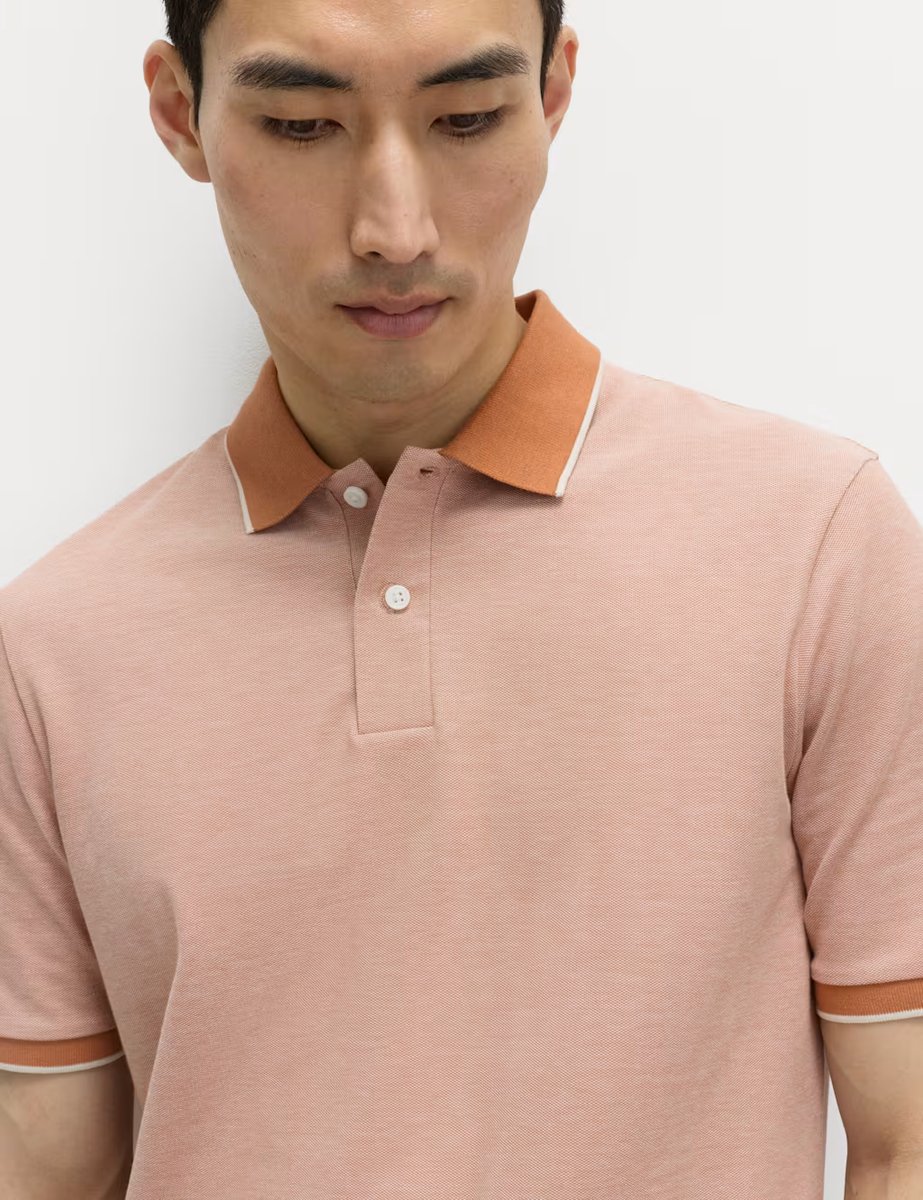 Marks & Spencer M&S Ultimate Tipped Pique Polo Shirt Burnt Orange - 2