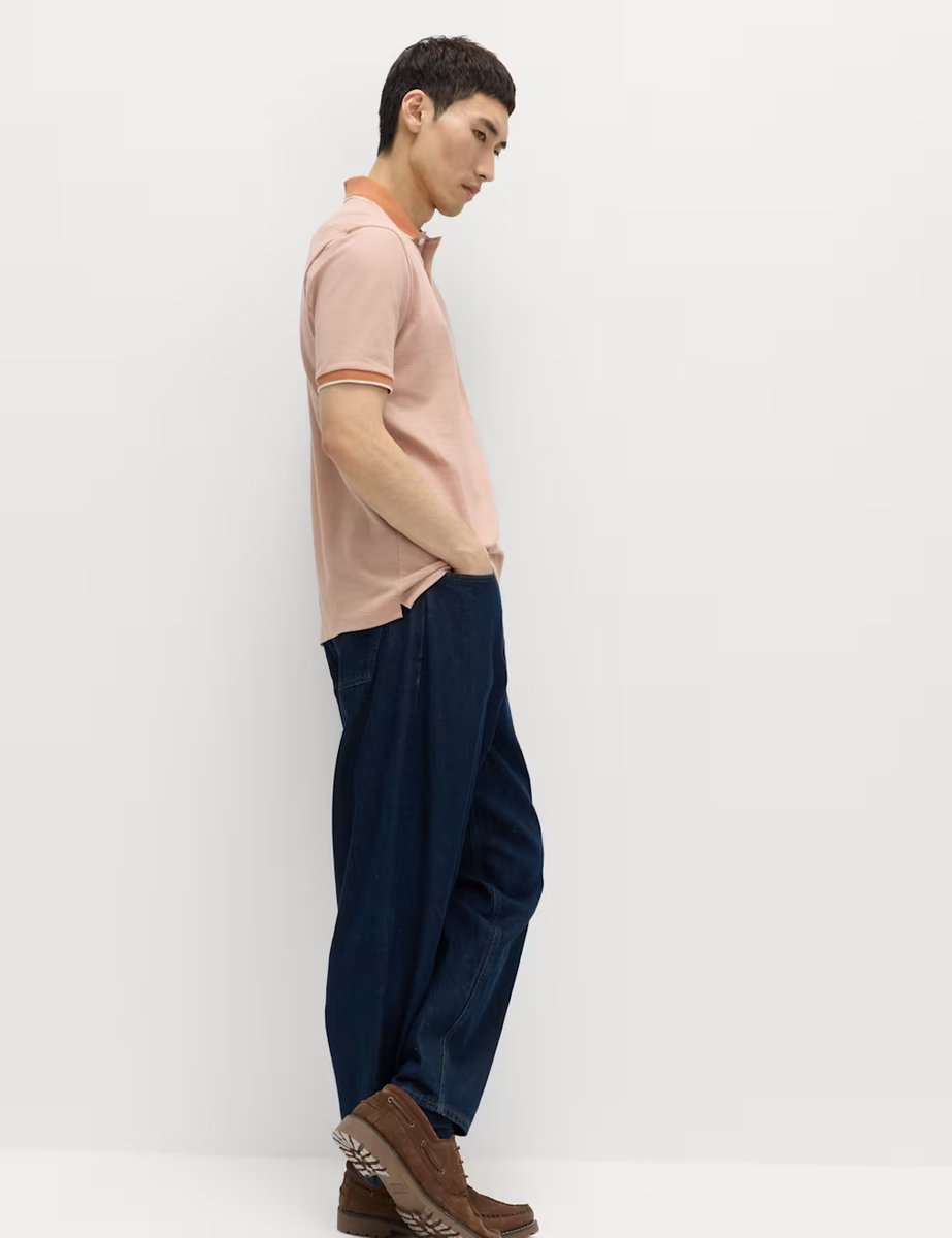 Marks & Spencer M&S Ultimate Tipped Pique Polo Shirt Burnt Orange - 4