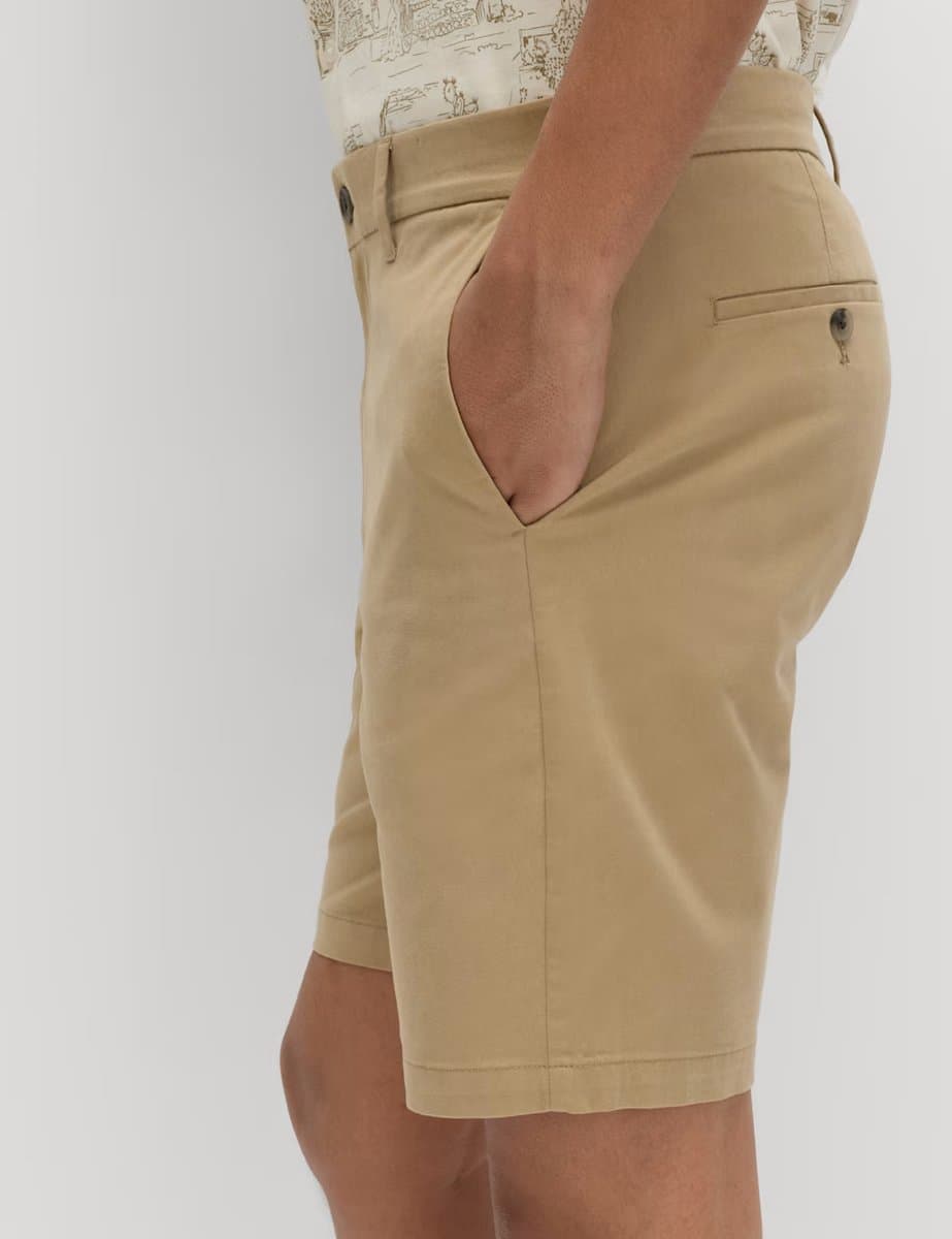 Marks & Spencer M&S Regular Fit Stretch Chino Shorts in Sand