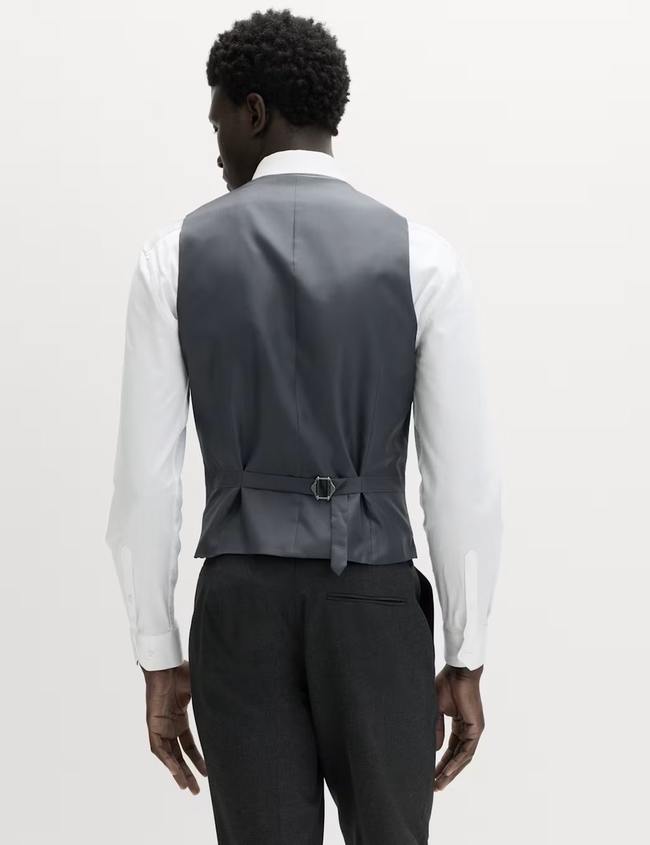 Marks & Spencer M&S Regular Fit Machine Washable Waistcoat Charcoal - 3