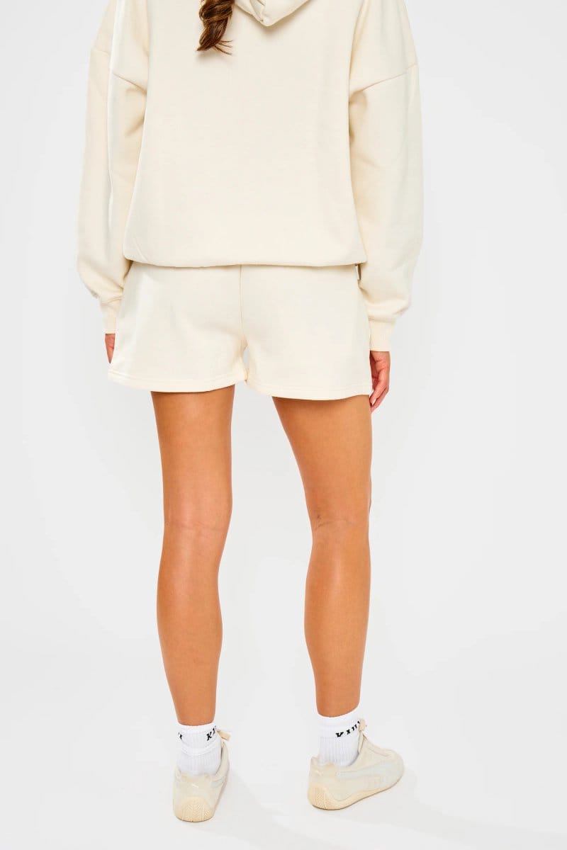 Kaiia Kaiia Embossed Bubble Logo Mini Sweat Shorts Almond Milk - 4
