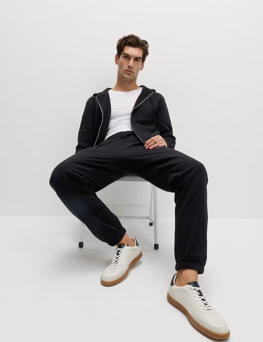Marks & Spencer M&S Elasticated Waist Cotton Rich Joggers Black