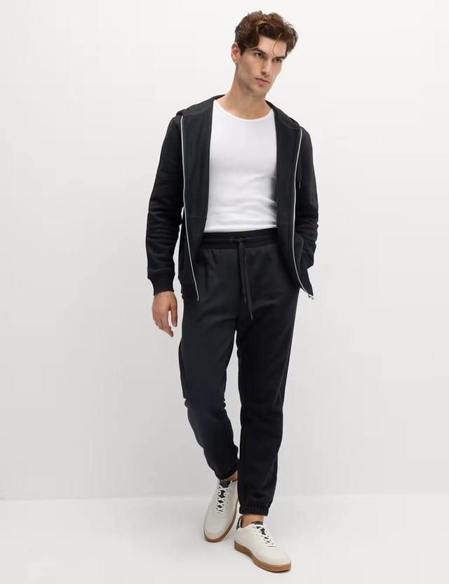 Marks & Spencer M&S Elasticated Waist Cotton Rich Joggers Black - 2