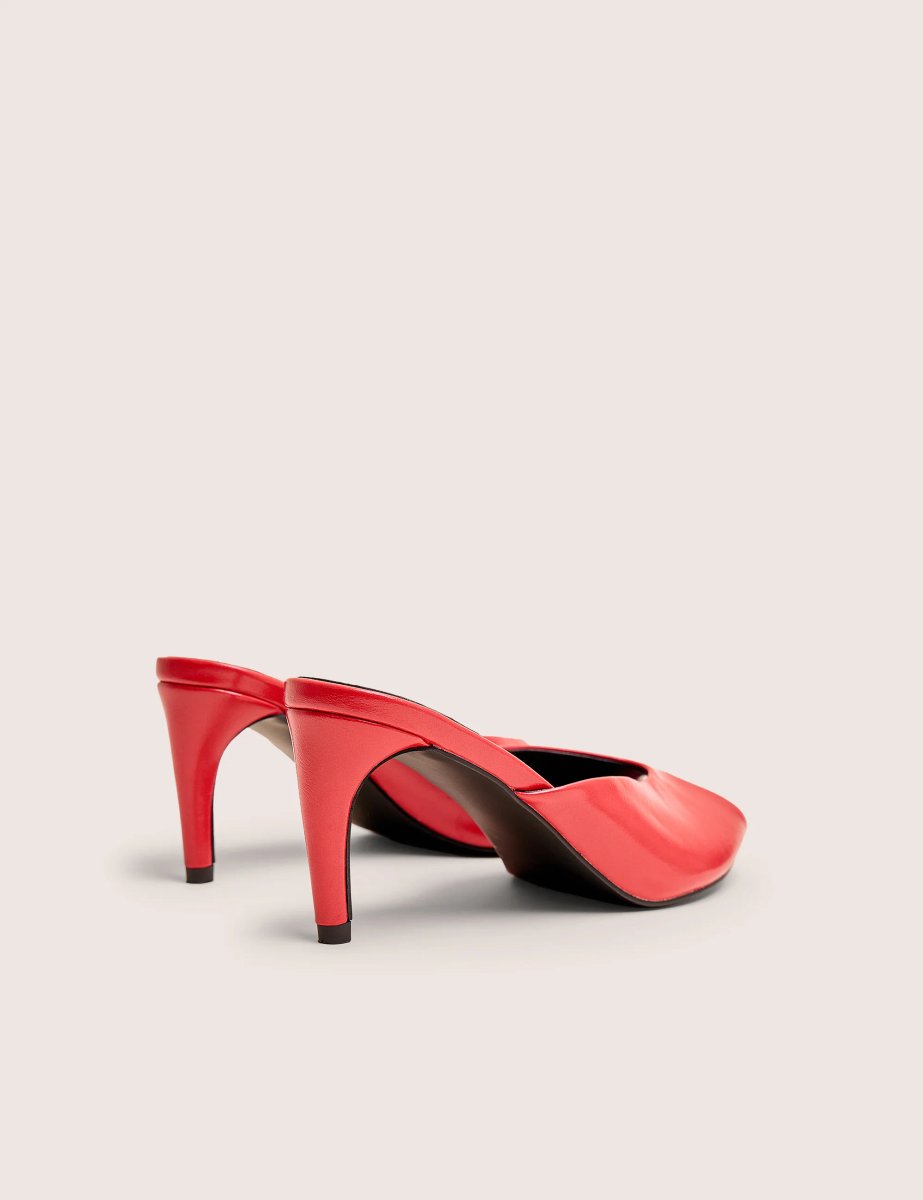 Public Desire Stessy Red Peep Toe Curved Mid Heels - 4