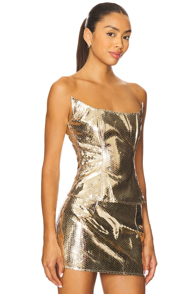 revolve Ling Gold Croc Corset - 2