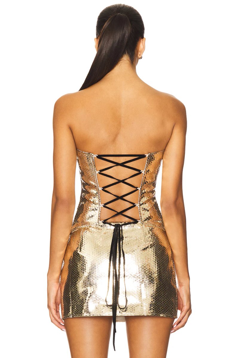 revolve Ling Gold Croc Corset - 3