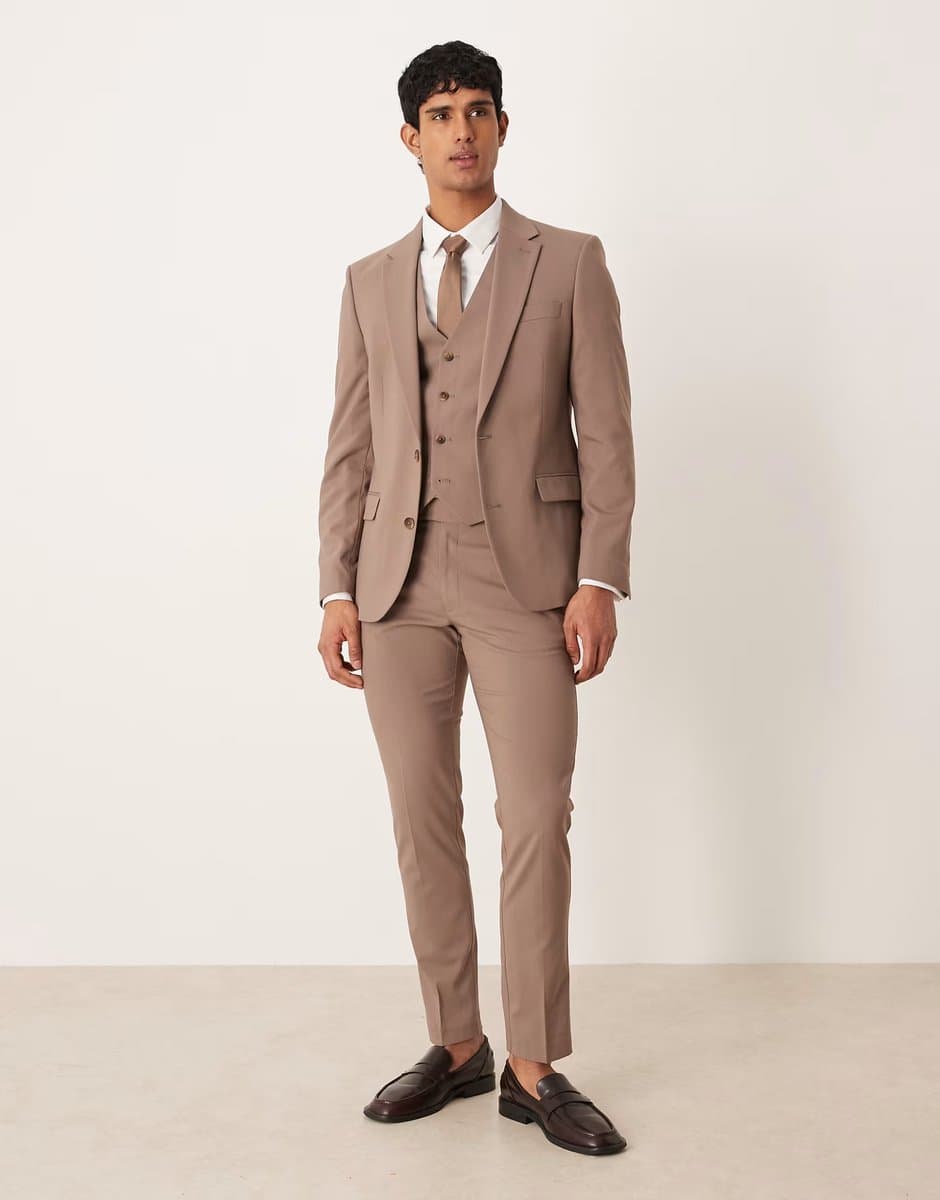 ASOS ASOS DESIGN skinny suit trouser in brown