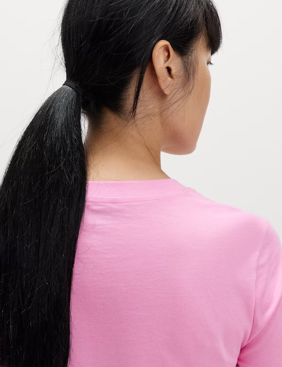 Marks & Spencer M&S Pure Cotton Everyday Fit T-Shirt Sugar Pink - 2