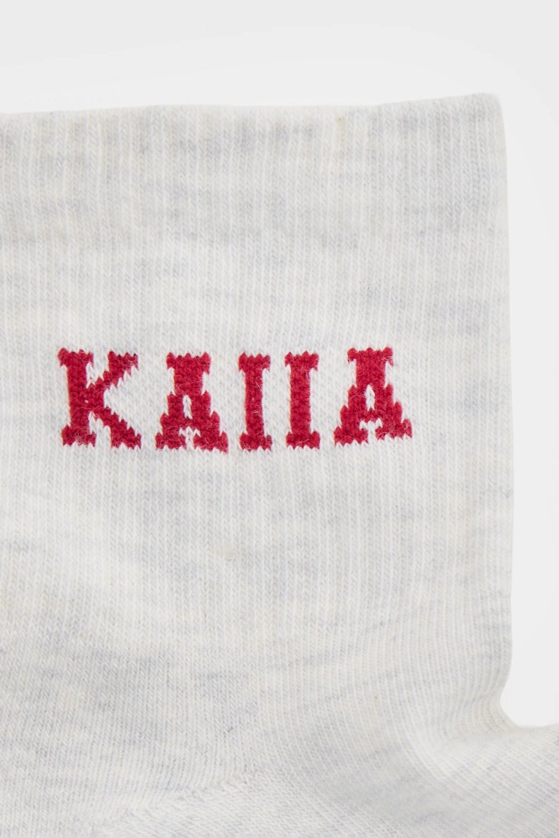 Kaiia Pack of Three Kaiia Slogan Socks Light Grey Marl - 3