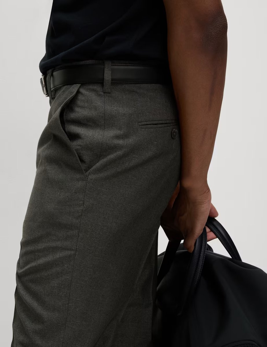 Marks & Spencer M&S Slim Fit Crease Resist Smart Trousers Charcoal - 4