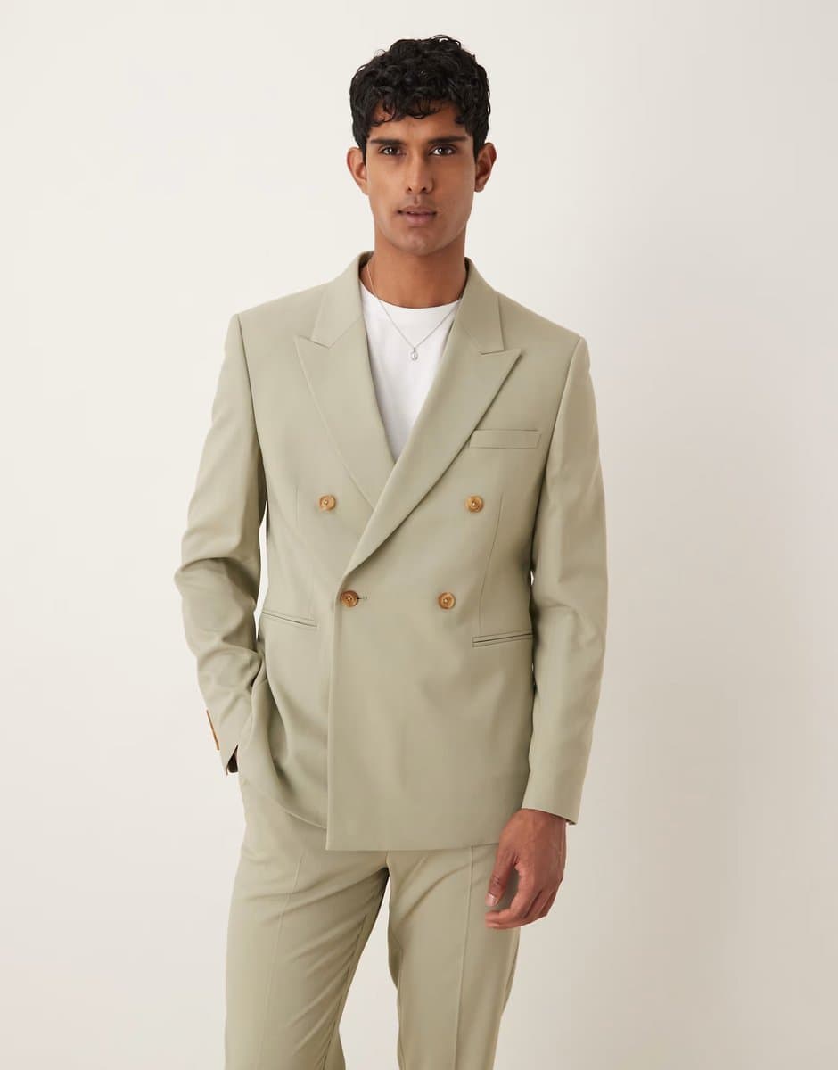 ASOS ASOS DESIGN double breasted regular suit jacket in light green