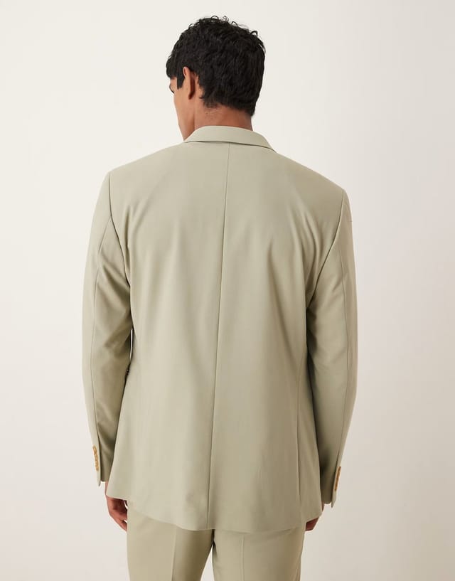 ASOS ASOS DESIGN double breasted regular suit jacket in light green - 3