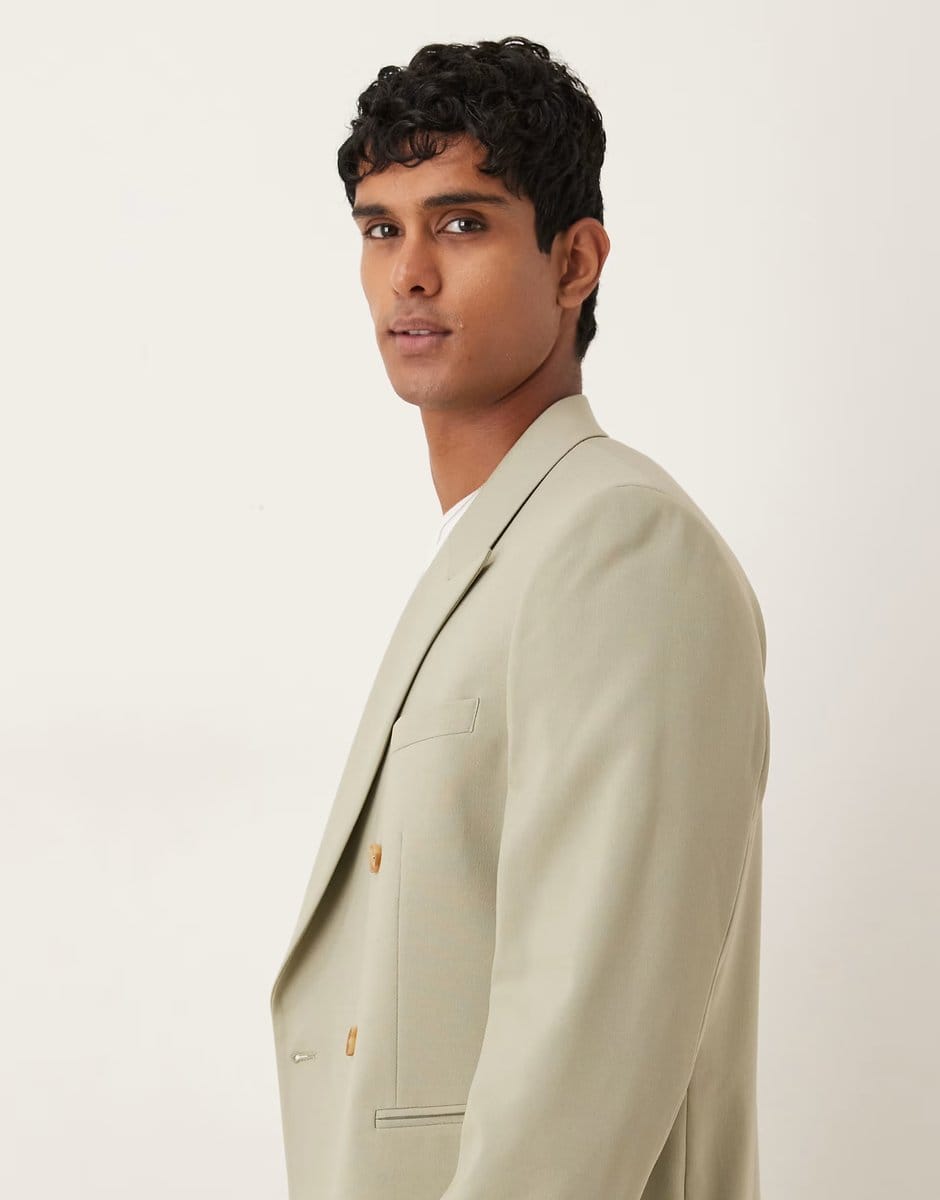 ASOS ASOS DESIGN double breasted regular suit jacket in light green - 4