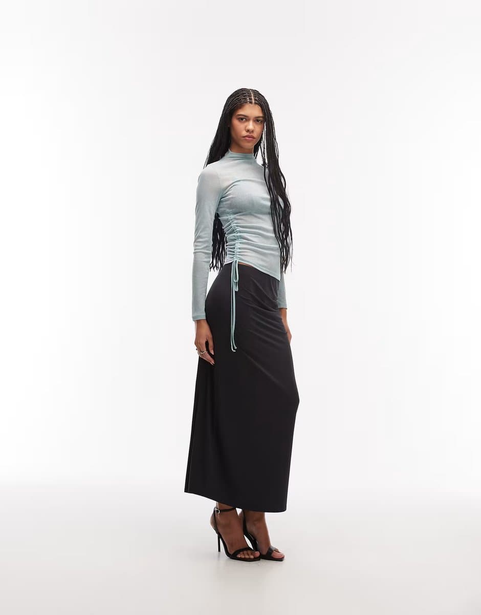 ASOS ASOS DESIGN Ruche Side Midi Skirt