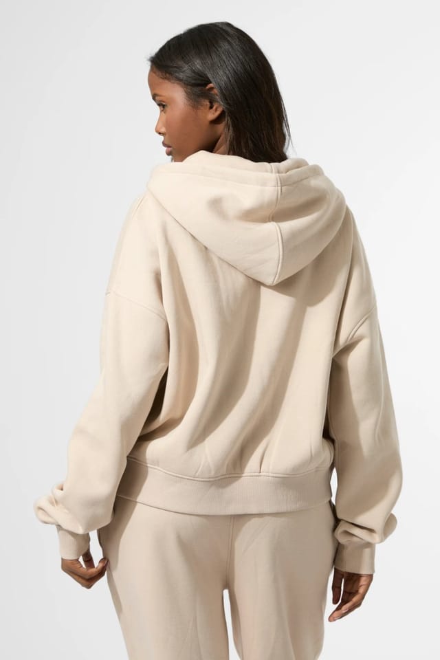 Kaiia Kaiia KTL Logo Oversized Zip Up Hoodie Truffle - 3