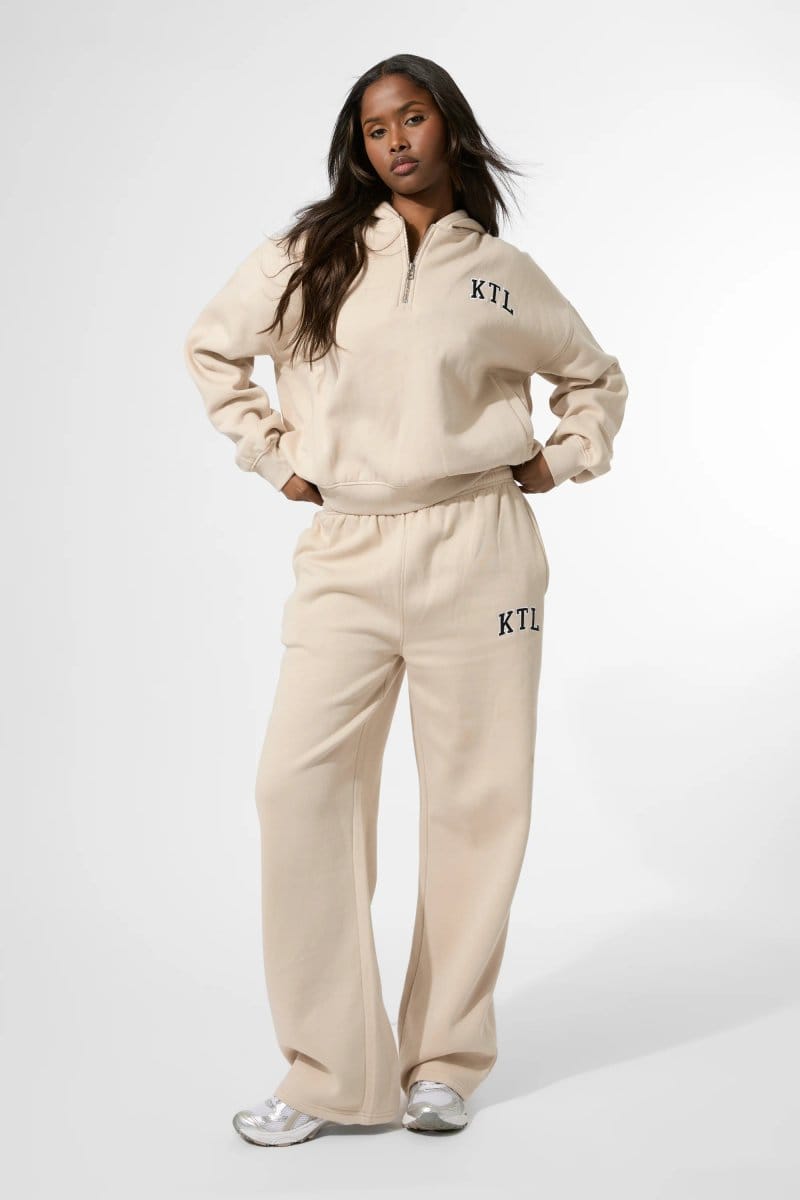 Kaiia Kaiia KTL Logo Oversized Zip Up Hoodie Truffle - 4