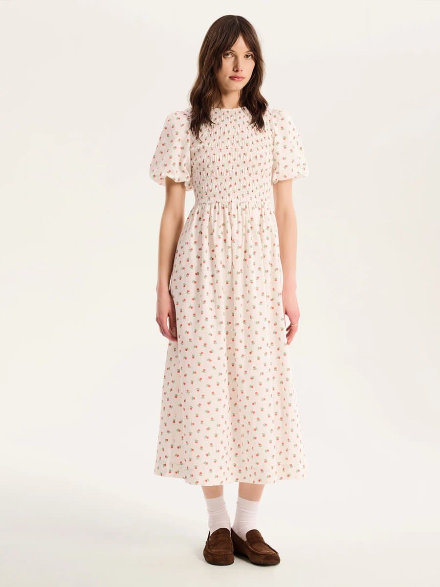 OMNES Terri Midi Dress in White