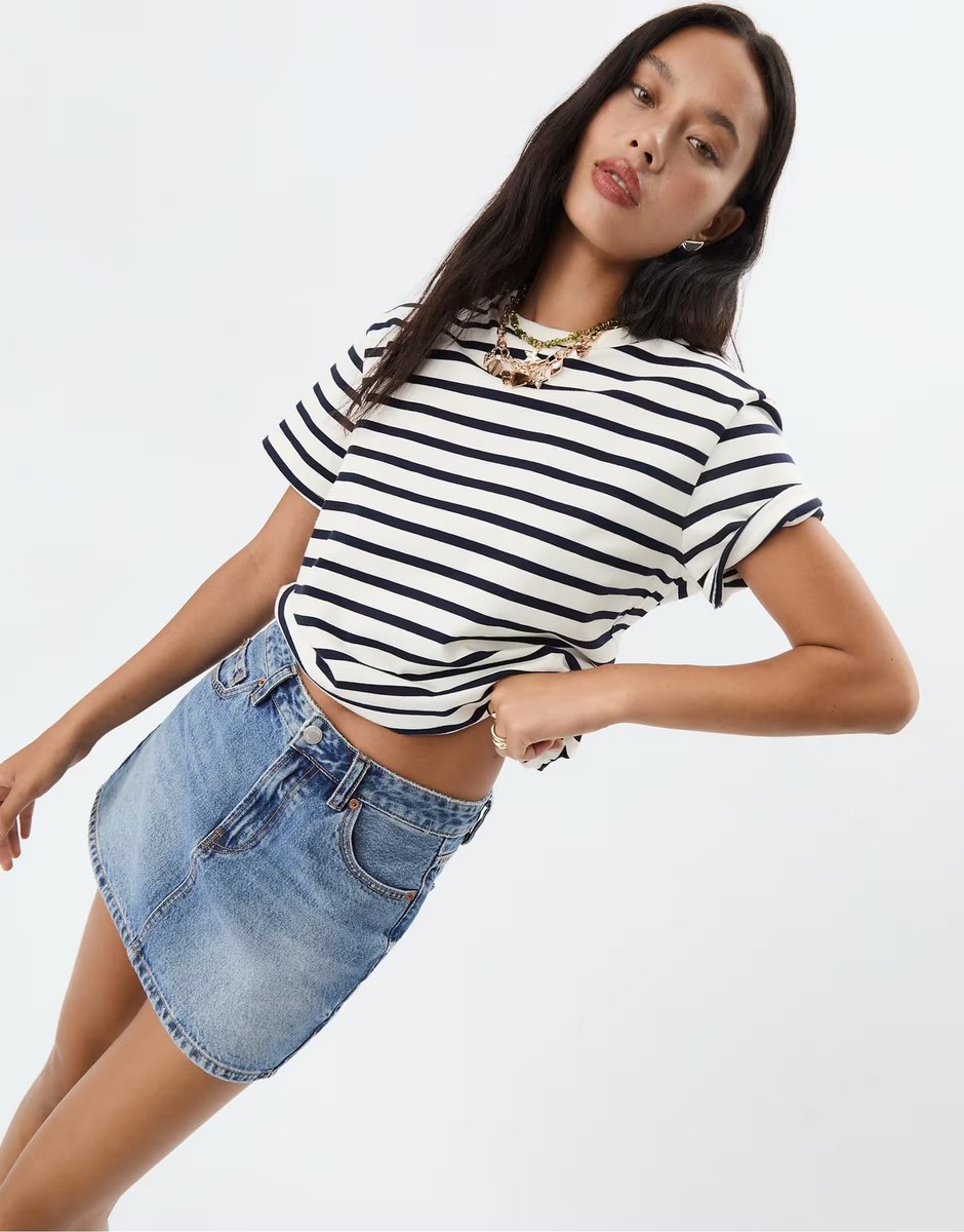 ASOS Stradivarius D60 denim mini skirt in light blue - 2