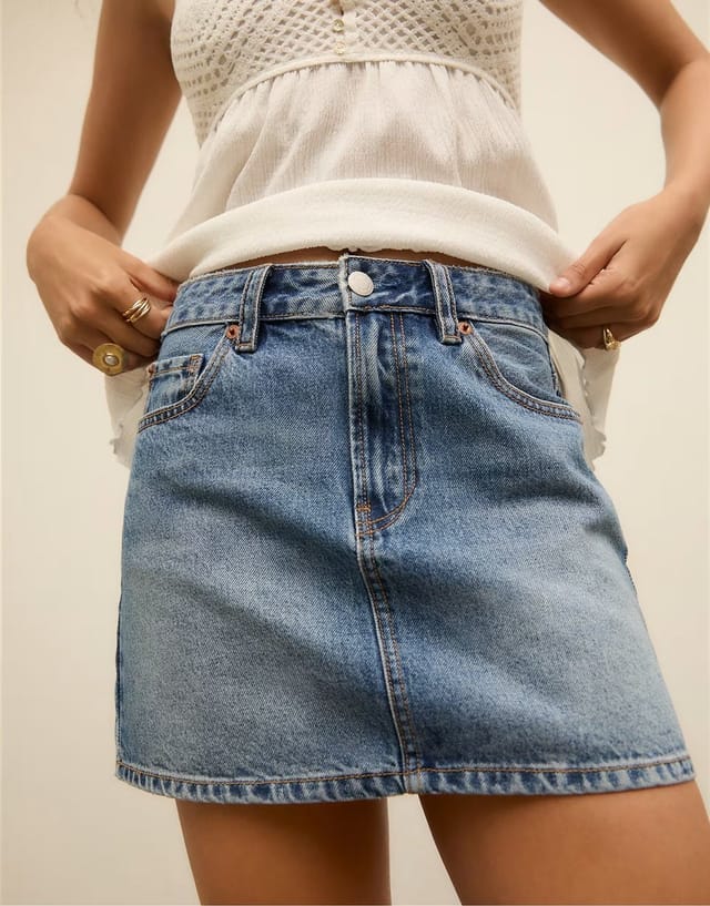 ASOS Stradivarius D60 denim mini skirt in light blue - 3
