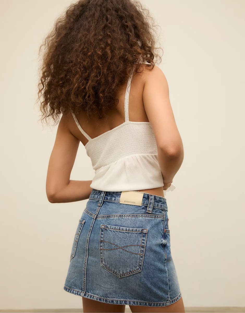 ASOS Stradivarius D60 denim mini skirt in light blue - 4