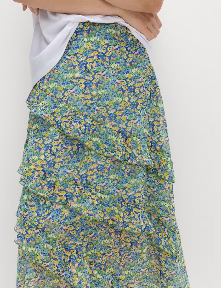 Marks & Spencer M&S Floral Ruffle Midi Tiered Skirt Multi - 2