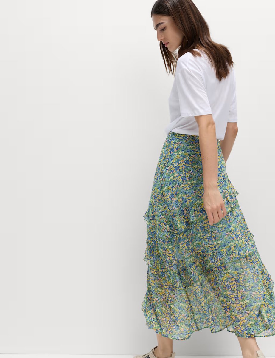 Marks & Spencer M&S Floral Ruffle Midi Tiered Skirt Multi - 3