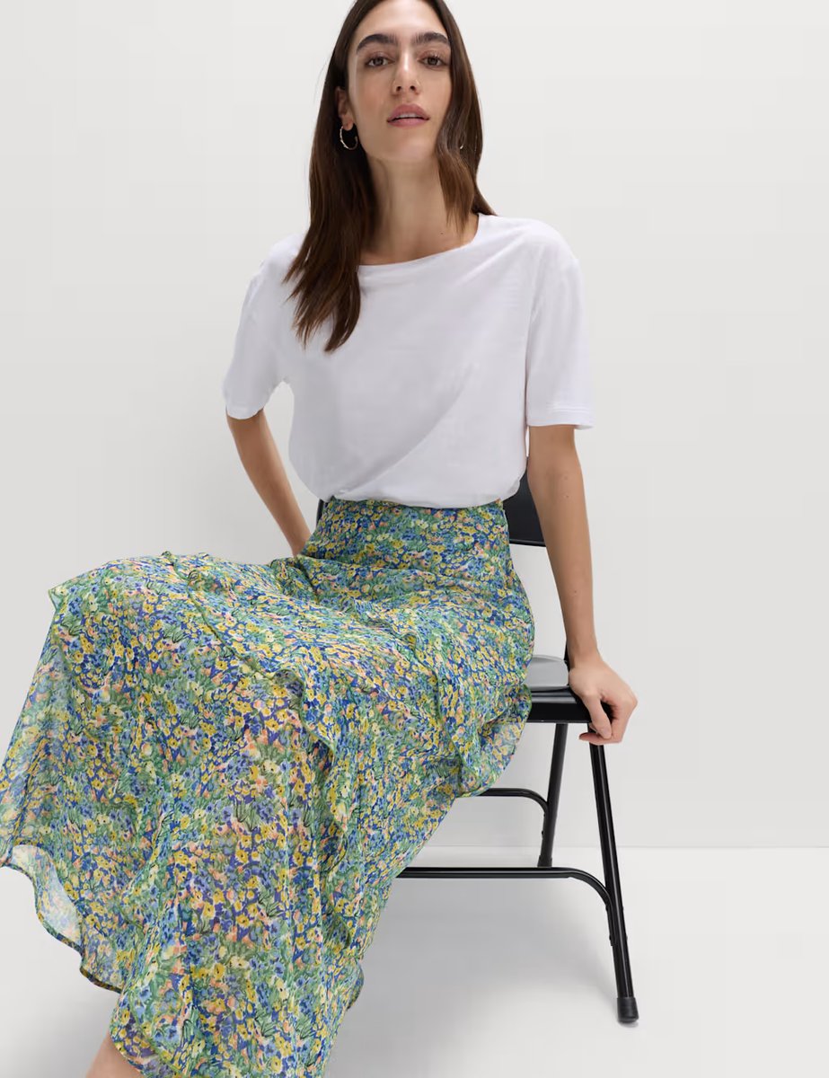 Marks & Spencer M&S Floral Ruffle Midi Tiered Skirt Multi - 4