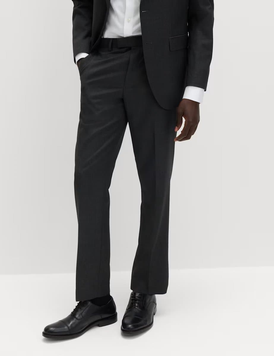 Marks & Spencer M&S Regular Fit Stretch Suit Trousers Charcoal