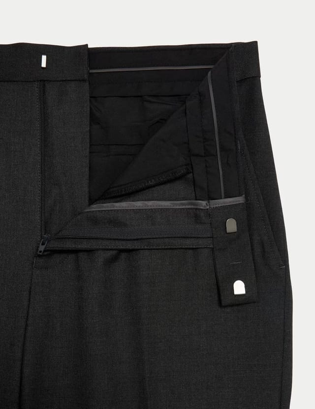 Marks & Spencer M&S Regular Fit Stretch Suit Trousers Charcoal - 2