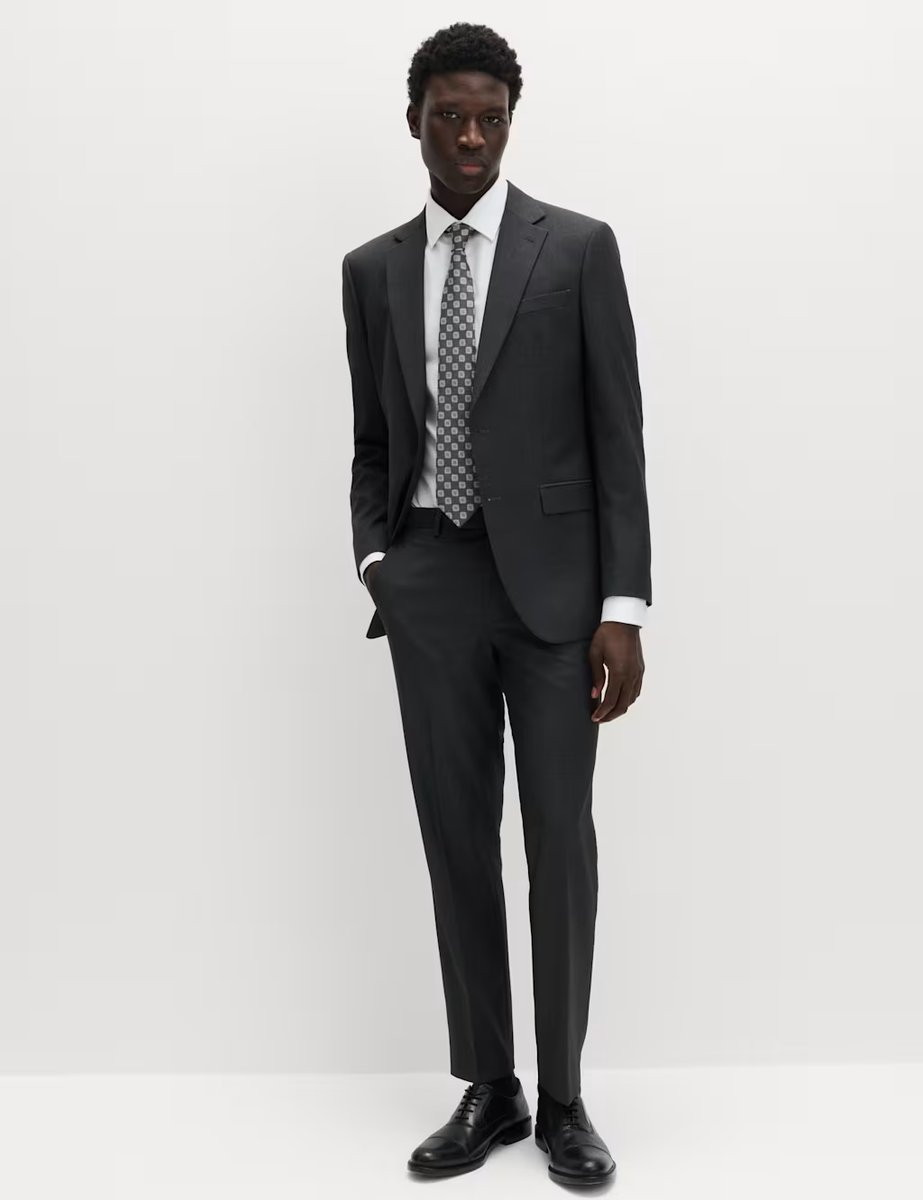 Marks & Spencer M&S Regular Fit Stretch Suit Trousers Charcoal - 3