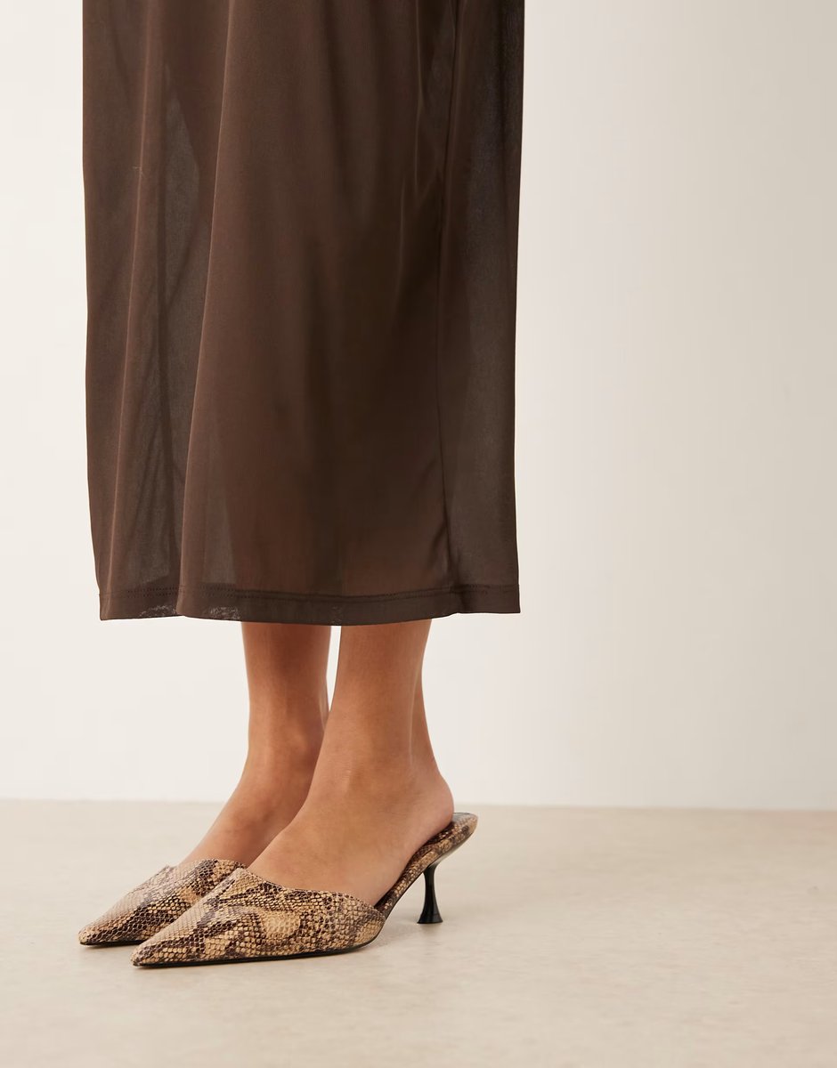 ASOS Gina Tricot sheer midi skirt in brown - 2