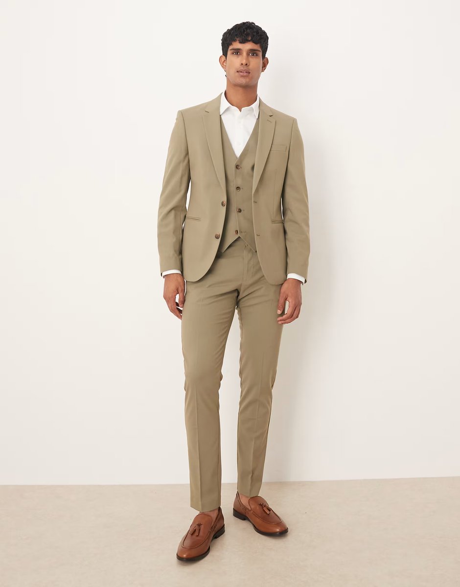 ASOS ASOS DESIGN skinny suit jacket in khaki - 2