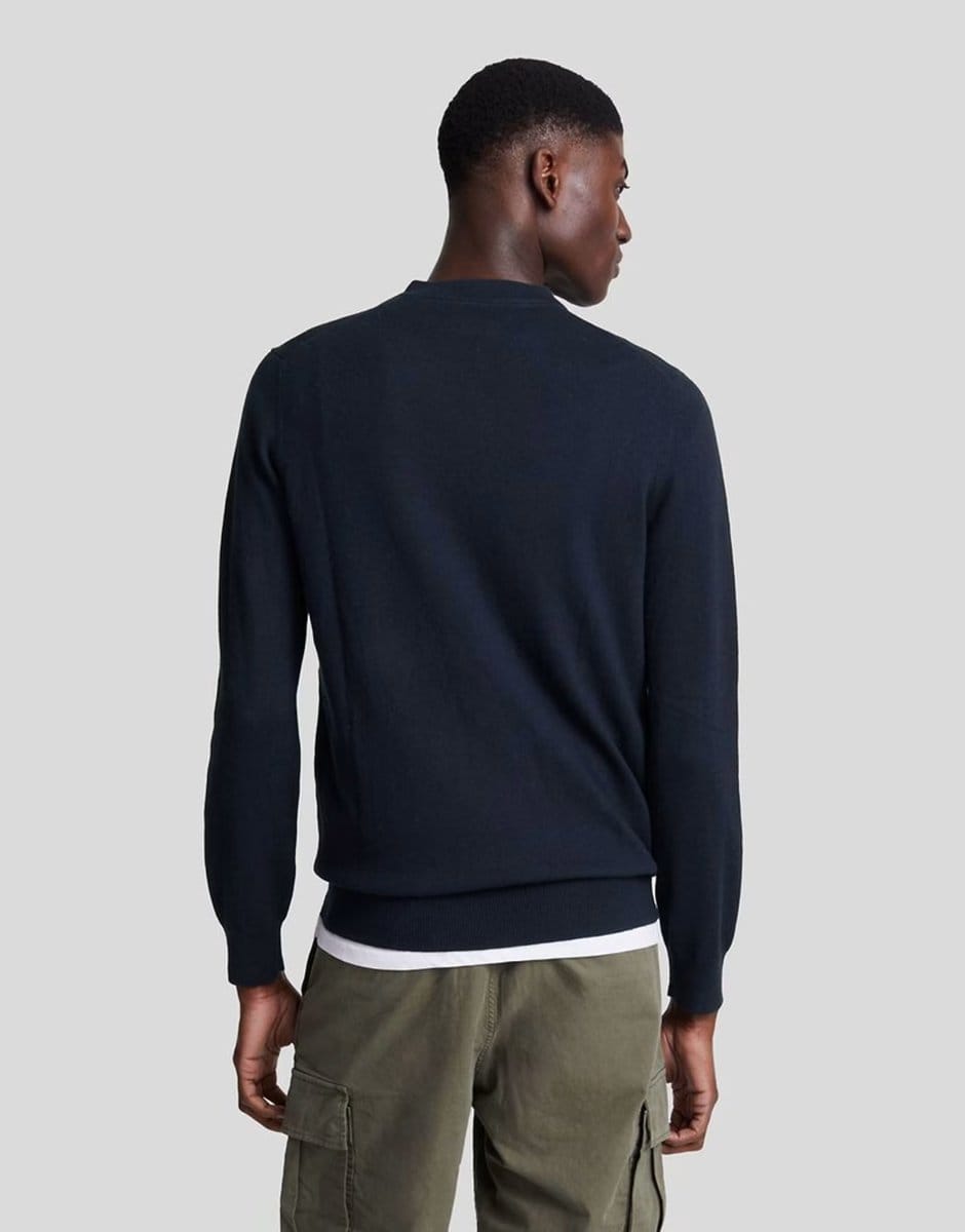 ASOS Lyle & Scott  cotton merino v neck jumper in  dark navy - 4