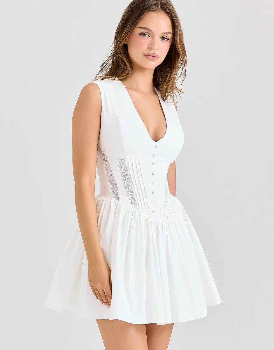 ASOS House of CB Carmel white stretch cotton mini dress in white