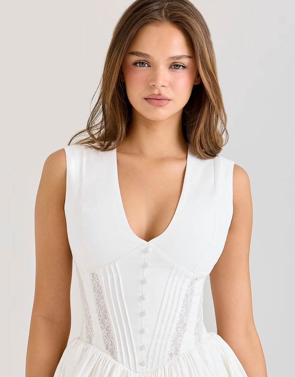 ASOS House of CB Carmel white stretch cotton mini dress in white - 2