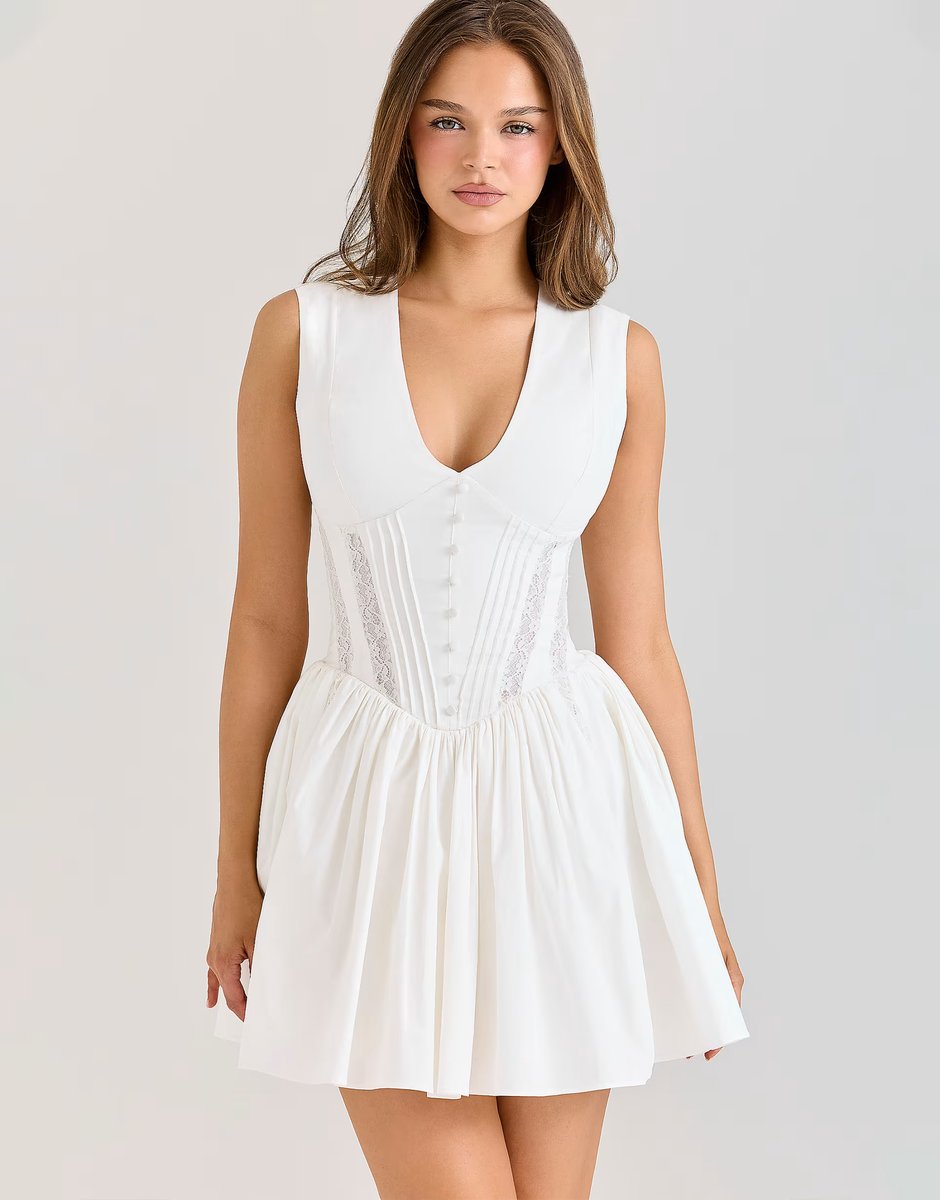 ASOS House of CB Carmel white stretch cotton mini dress in white - 4