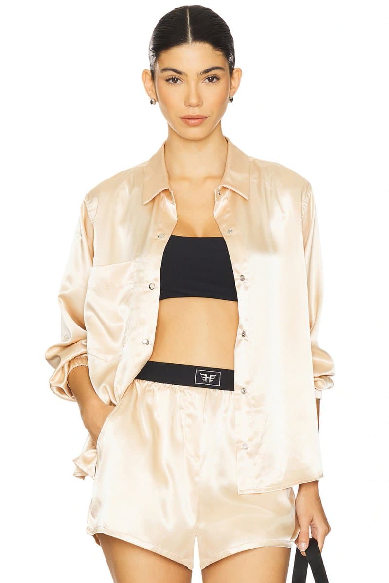 revolve Revolve Satin Shirt in Champagne