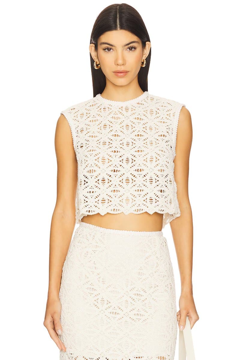 revolve Revolve Sabina Musayev Debby Top with Embellished Lace in Ivory