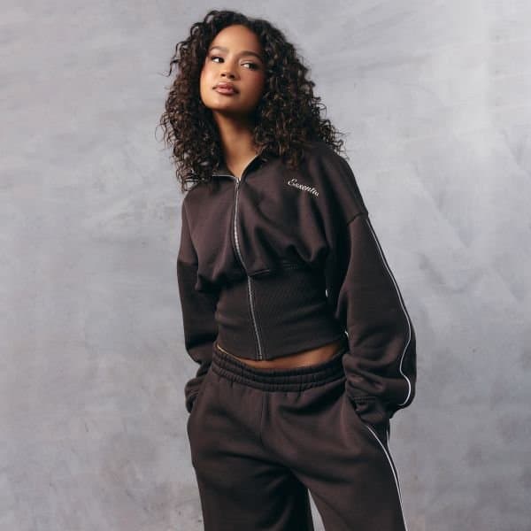 EGO EGO Contrast Stripe Graphic Hoodie in Chocolate Brown