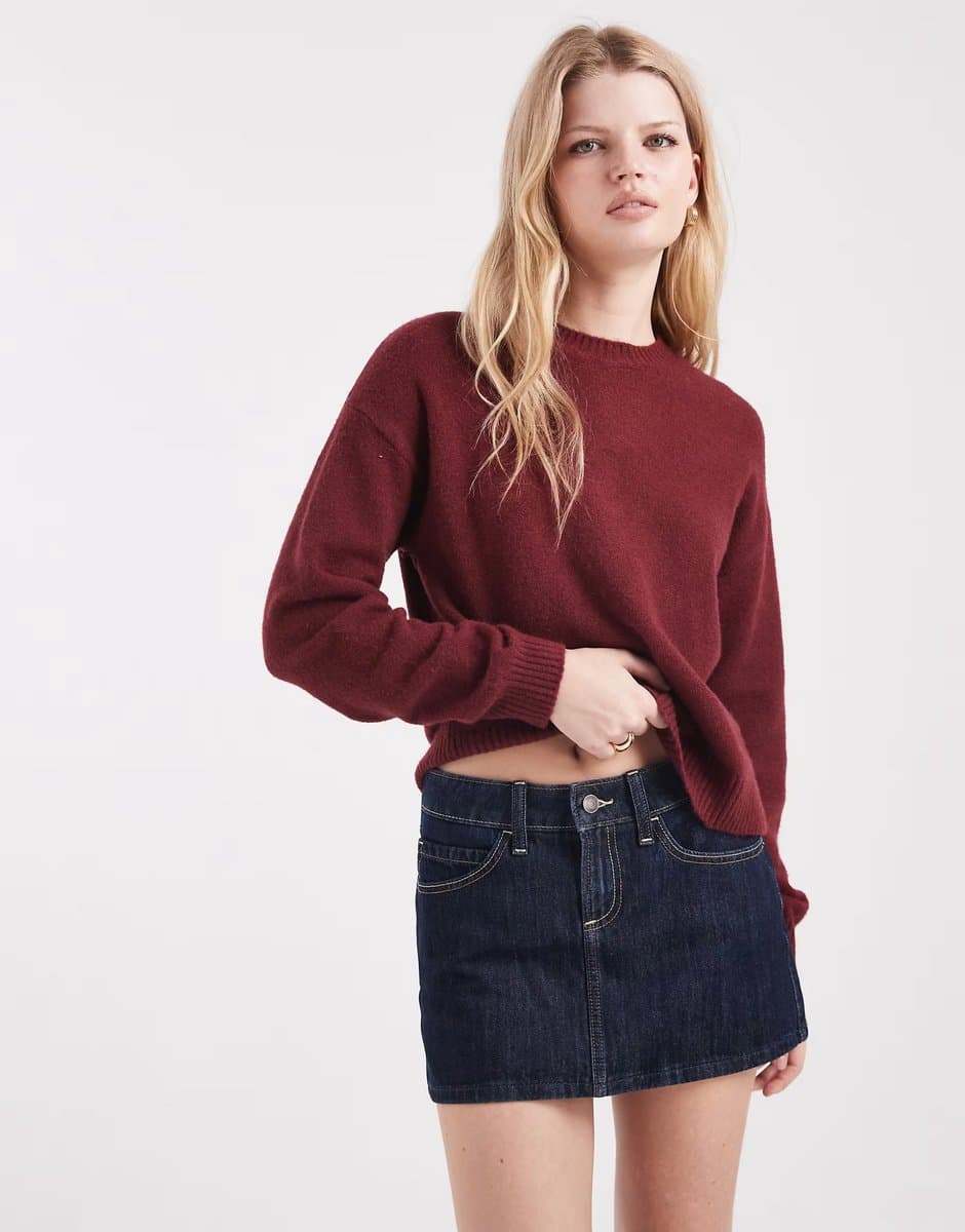 ASOS Hollister low rise denim mini skirt in indigo blue