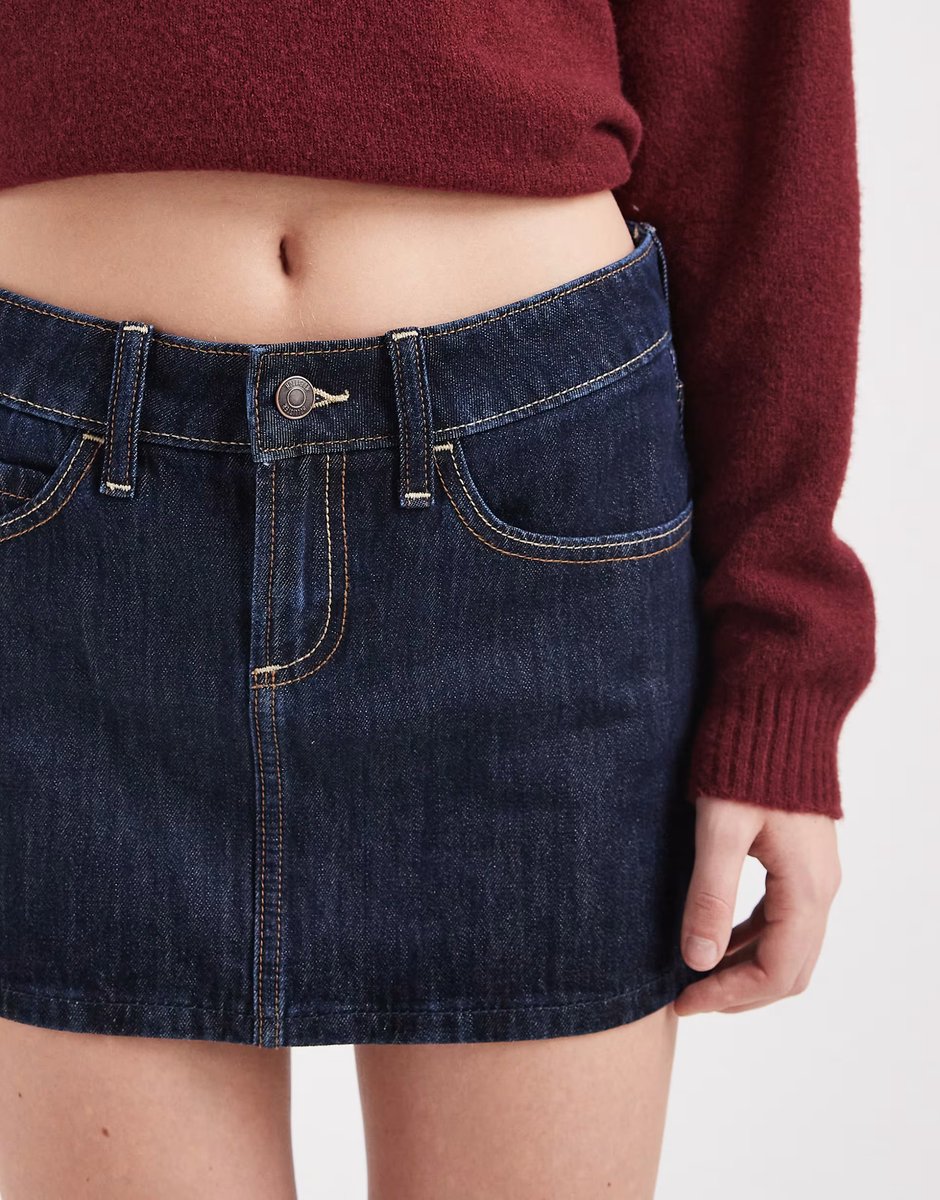 ASOS Hollister low rise denim mini skirt in indigo blue - 4