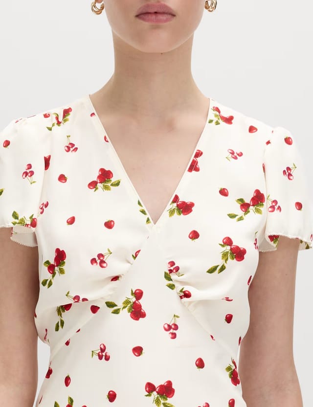 Marks & Spencer M&S Printed Floral Mini Tea Dress Ivory Mix - 3